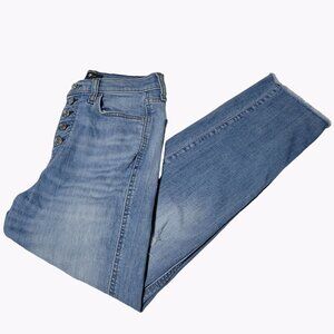 7 For All Mankind Jeans Womens Size 28 Button Fly Straight Distressed Denim Pant